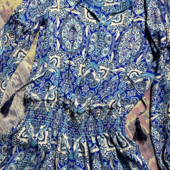 Parker Women's Maeve Mini Dress Drop Waist Long Sleeves In Glacius Brocatto - Picture 11 of 16